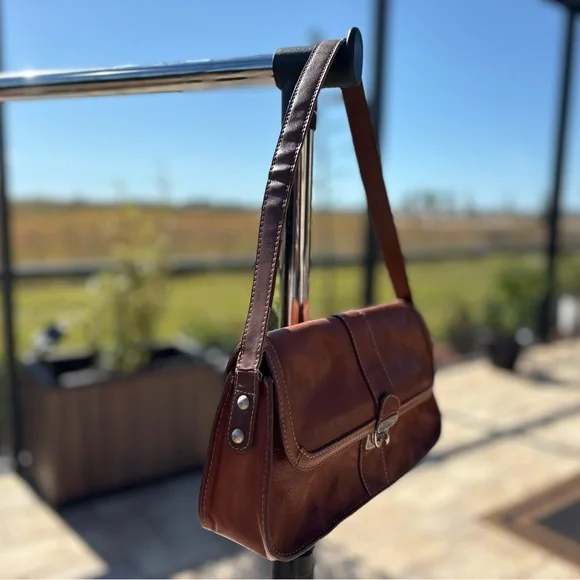 Vintage EGO Leather Shoulder Bag | Y2K Brown Sturdy Leather | Good Condition - Picture 10 of 12